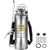 3 Gallon Stainless Steel Sprayer, 20" Wand & 3FT Reinforced Hose, Hand Pump Sprayer with Pressure Gauge, Safety Valve & Adjustable Nozzle