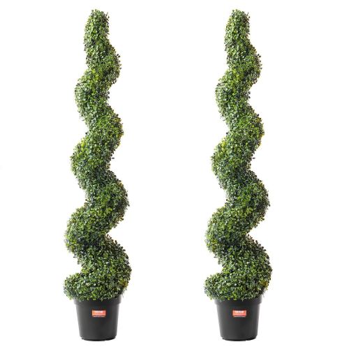 VEVOR 2 Pack 5' Artificial Boxwood Topiary Tree Faux Plant UV Decor In/Outdoor