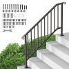 VEVOR Handrails for Outdoor Steps, 5 Step Stair Hand Rail Kit, Transitional Carbon Steel Railings with Installation Kit, Stair Rails for Seniors