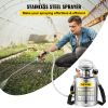 1 Gallon Stainless Steel Sprayer, 12" Wand & 3FT Reinforced Hose, Hand Pump Sprayer with Pressure Gauge, Safety Valve & Adjustable Nozzle