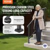 VEVOR Handrails for Outdoor Steps, 5 Step Stair Hand Rail Kit, Transitional Carbon Steel Railings with Installation Kit, Stair Rails for Seniors