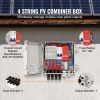 VEVOR PV Combiner Box, 4 String, Solar Combiner Box with 10A Rated Current Fuse 63A Circuit Breaker Lightning Arrester and Solar Connector
