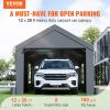VEVOR Carport, Extra Large 12 x 20 ft Car Canopy with Roll-up Ventilated Windows, Portable Garage with Removable Sidewalls