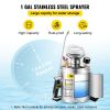 1 Gallon Stainless Steel Sprayer, 12" Wand & 3FT Reinforced Hose, Hand Pump Sprayer with Pressure Gauge, Safety Valve & Adjustable Nozzle