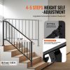 VEVOR Handrails for Outdoor Steps, 5 Step Stair Hand Rail Kit, Transitional Carbon Steel Railings with Installation Kit, Stair Rails for Seniors