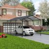 Metal Carport 10 ×15 FT Heavy Duty with Galvanized Steel Roof, Metal Garage Canopy with Galvanized Steel Roof & Frame
