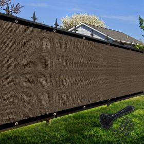 Artpuch Privacy Fence Screen Brown Customized Outdoor Mesh Panels for Backyard, Balcony,Patio,Construction Site with Zip Ties (Color: Brown, size: 6x60 ft)