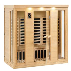 VEVOR Far Infrared Wooden Sauna, Room Home Sauna Spa for 3 to 4 Person (Shape: Square, capacity: 3-4 Person)
