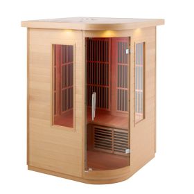 VEVOR Far Infrared Wooden Sauna, Room Home Sauna Spa for 2 Person (Shape: Corner Type, capacity: 2 Person)